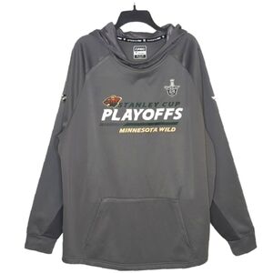 Minnesota Wild Fanatics Branded 2021 NHL Playoffs Pullover Hoodie Charcoal 2XL